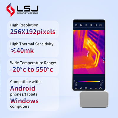 Hot Sale USB C Type Thermal Imaging Camera 256*192 Resolution ABS Material Designed for Android Phones ODM Customization